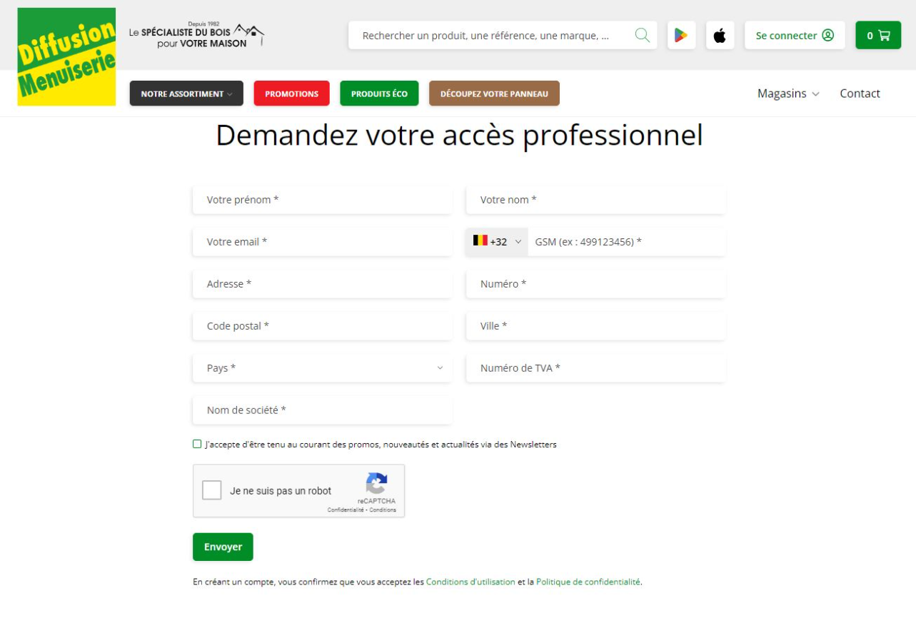 Créer un compte professionnel